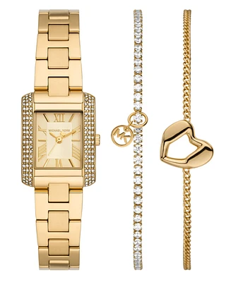 Michael Kors Women's Emery Three-Hand Gold-Tone Stainless Steel Watch 22mm and Bracelet Gift Set