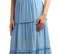 Bcx Juniors' Tiered Maxi Skirt With Smocked Waistband