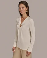 Donna Karan New York Women's Hardware Detail Long-Sleeve Blouse