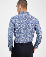 Bar Iii Men's Slim Fit Long Sleeve Button-Front Alhambra Floral Print Shirt, Exclusively at Macy's