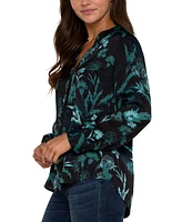 Liverpool Los Angeles Women's Band Collar Floral Print Blouse