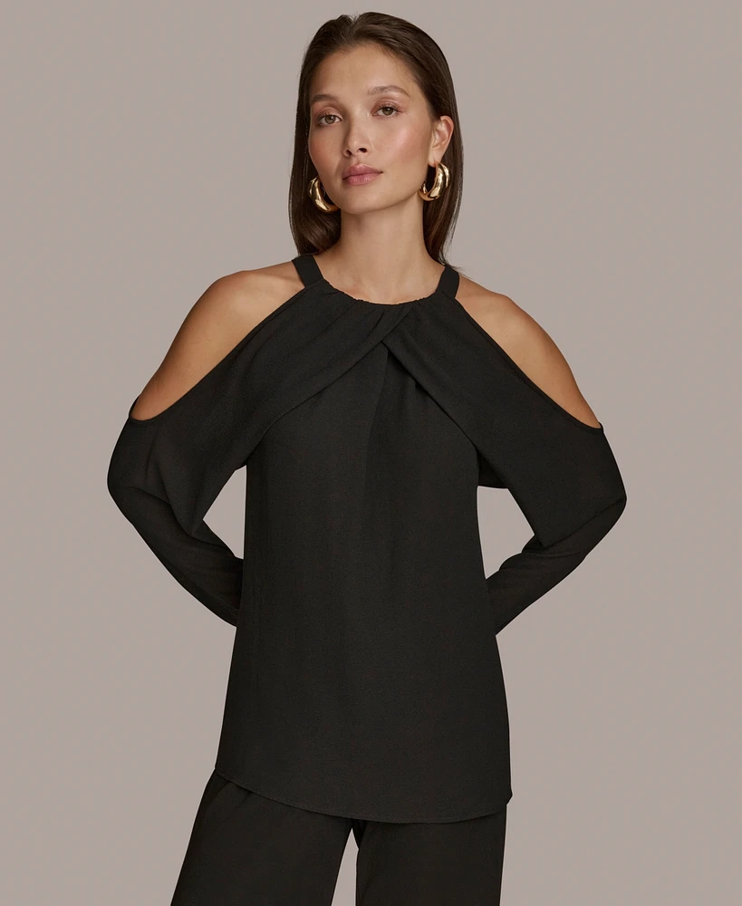 Donna Karan New York Women's Cold-Shoulder Long Sleeve Top