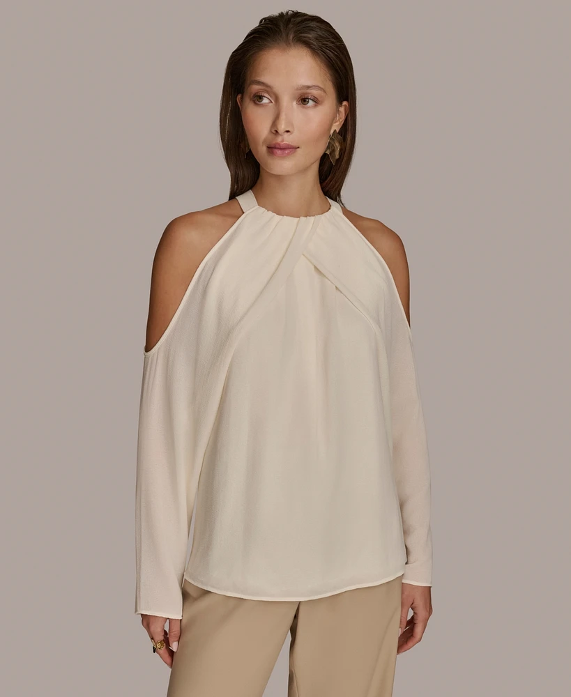 Donna Karan New York Women's Cold-Shoulder Long Sleeve Top