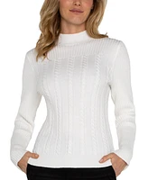 Liverpool Los Angeles Women's Mock-Neck Cable-Knit Sweater