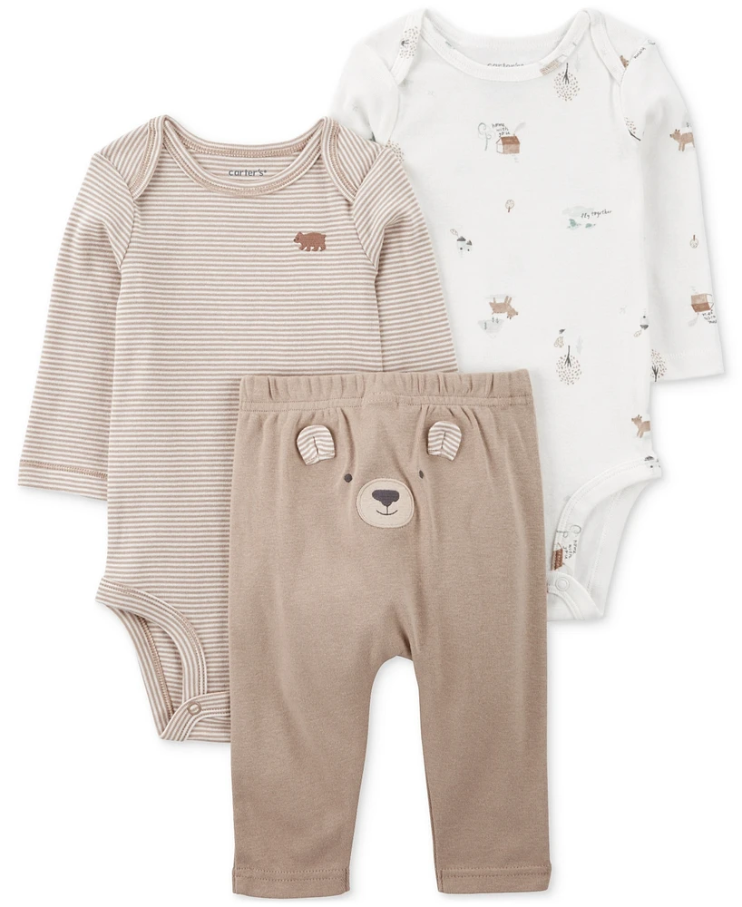 Carter's Baby Bear Little Character Cotton Bodysuits & Pants, 3 Piece Set