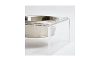 Hiddin Clear Single Dog Bowl Feeder with Silver Bowl