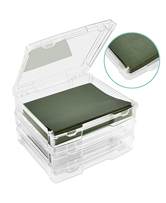 Sorbus Set of 3 Wide Hanging File Organizer Bin Clear Plastic Stackable for Document Storage