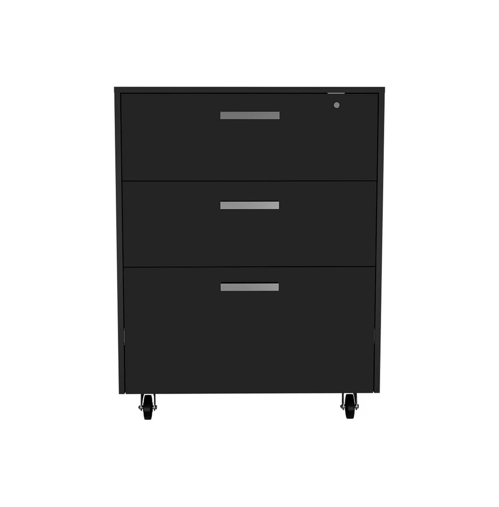 Depot E-Shop Danbury Storage Cabinet Drawer, Three Drawers, Top Surface, Four Casters, Black