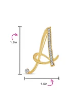 Bling Jewelry Large Statement Abc Pave Crystal Letter Alphabet Initial Scarf Lapel Pin Brooch For Women Yellow Gold Plated