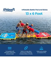 Wateraft Inflatable Battle Pad and Sticks, 13 x 6 Foot Floating Raft Water Game