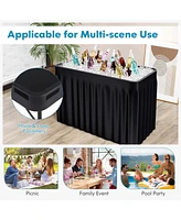 Costway 4 Foot Party Ice Cooler Folding Table Plastic with Matching Skirt