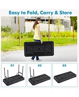 Costway 4 Foot Party Ice Cooler Folding Table Plastic with Matching Skirt