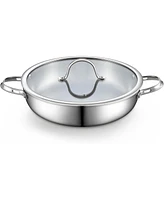 Cooks Standard 12-inch large Tri-Ply Clad Stainless Steel Deep Frying Pan, Everyday Chef's Pan