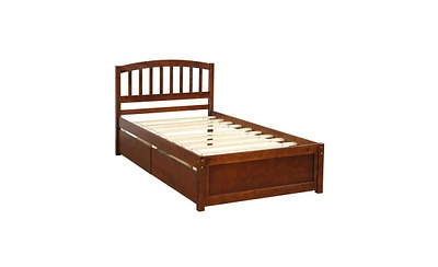 Slickblue Twin Wood Platform Bed with Storage Drawers and Headboard