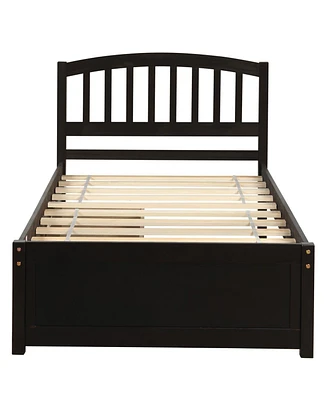 Slickblue Twin Wood Platform Bed with Storage Drawers and Headboard