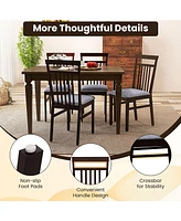 Gymax Upholstered Dining Chair Set of 4 Kitchen Armless Padded w/ Slanted Backrest