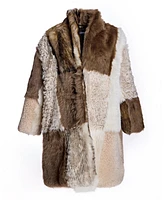 Julia & Stella by Maximilian Women's Patchwork Shearling Coat