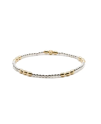 Bowood Lane Non-Tarnishing Gold Filled Elongated Bead and Sterling Silver Ball Stretch Bracelet