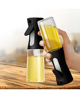 Cheer Collection Set of 2 Glass Oil Spray Bottles - White 300ml (10oz), Black 200ml (6.7oz)