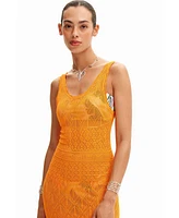 Desigual Women's Strappy openwork midi dress