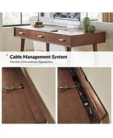 Hulala Home Toby Mid-Century Modern 48" Mid Century Modern Computer Desk with Cable Management
