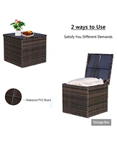 Slickblue Wicker Patio Furniture Storage Box - Brown