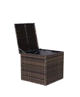 Slickblue Wicker Patio Furniture Storage Box - Brown