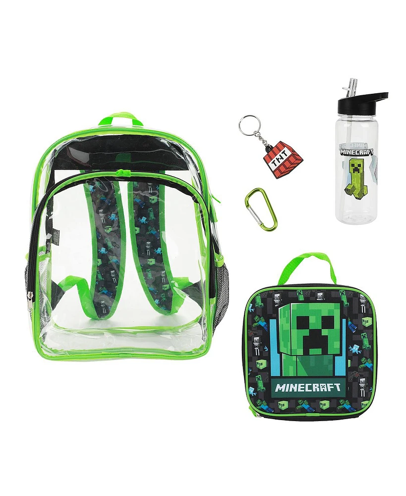 Minecraft Creeper 5-Piece Backpack & Lunchbox Set With Water Bottle