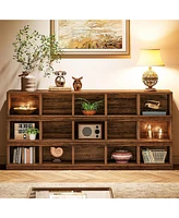 Tribesigns 63-Inch Farmhouse Console Table, 15-Cube Narrow Entryway Table, 4-Tier Wood Behind Couch Sofa Table, All Wood Hallway Table with Storage fo