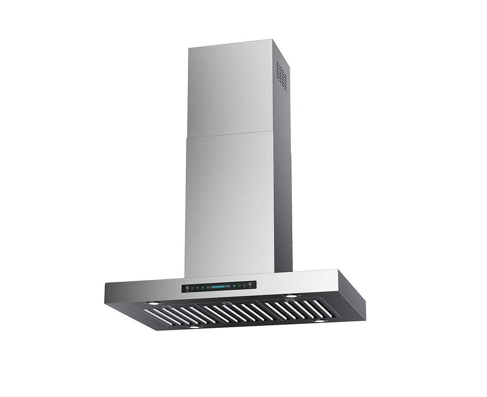 Iktch Upgrated 30"Island Mount Range Hood, 900 Cfm Ducted Range Hood with 4 Speed Fan, Stainless Steel Range Hood 30 inch with Gesture Sensing & Touch