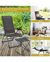 Sugift 4 Pieces Patio Adjustable Back Folding Dining Chair Ottoman Set