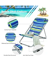 Sugift Portable Beach Chair Set of 2 with Headrest