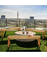 Sugift 52 Inch Outdoor Acacia Wood Dining Bench Chair