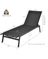 Inolait Outdoor Reclining Chaise Lounge Chair with 6-Position Adjustable Back