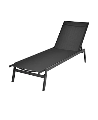 Inolait Outdoor Reclining Chaise Lounge Chair with 6-Position Adjustable Back