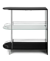 Sugift 2-holder Bar Table with Tempered Glass Shelf