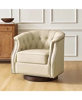 Hulala Home Ralph Traditional Chesterfield Rocker and Swivel Genuine Leather Chair