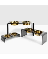 Hiddin Large Smoke Grey Double Bowl Pet Feeder