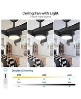 gaomon 52" Ceiling Fan With Lights Remote Control 3CCT Dimmable 7 Speeds Reversible Noiseless Dc Motor Ceiling Fan for Kitchen, Living Room