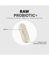 Codeage Raw Probiotic+ Supplement 100 Billion Cfu, 34 Strains with Digestive Enzymes, Raw Fruits & Veggies Prebiotics - Wild Kefir Culture - Non-gmo