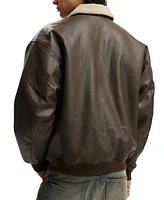 Cotton On Men's Artificial Leather Flight Jacket