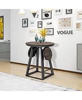 Sugift 3 Pieces Dining Table Set with 2 Foldable Stools for Small Space