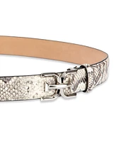 Sam Edelman Women's Double-e Plaque Buckle Exotic Print Belt