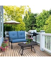 Sugift 2 Pieces Patio Outdoor Cushioned Coffee Table Seat