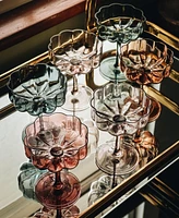 The Wine Savant Martini and Champagne Flower Classic Wavy Glass Coupes, Set of 6