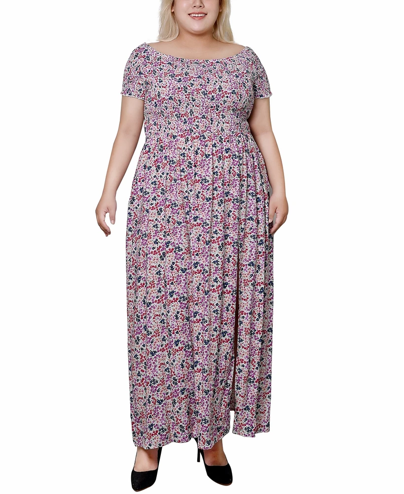 Ny Collection Plus Smocked Bodice Maxi Dress