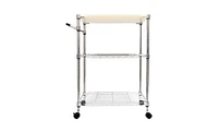 Slickblue 3-Tier Rolling Kitchen Trolley Cart - Steel Island Storage Utility Service Dining