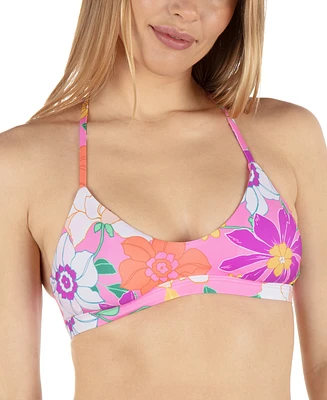 Hurley Juniors' Printed Strappy Tie-Back Bikini Top