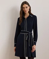 Lauren Ralph Women's Two-Tone Belted Georgette Shirtdress