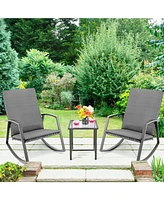 Skonyon 3 Pieces Patio Rattan Rocking Furniture Set